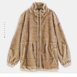 ZARA TWO TONED FAUX FUR PARKA